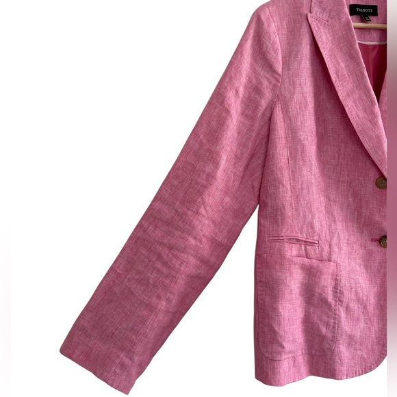 Talbots Pink Linen Blazer Cottagecore Preppy Classic Academia Office Casual 14 - Picture 2 of 16
